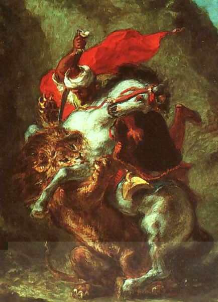Eugene Delacroix _ arab horseman attacked by a lion (1849).jpg Eugene Delacroix _ arab horseman attacked by a lion (1849).jpg