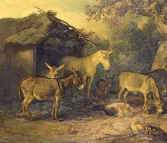 James Ward _ Donkeys, horse and pigs by a barn in a farmyard.jpg James Ward _ Donkeys, horse and pigs by a barn in a farmyard.jpg