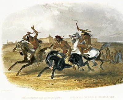 Karl Bodmer _ Horse Racing of Sioux Indians near Fort Pierre, plate 30 from Volume 1 of 'Travels in the Interior of North America' 1843.jpg