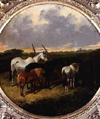 John Frederick Herring, Jnr. _ Horses by a Roller in a Meadow.jpg