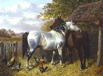 John Frederick Herring, Jnr. _ Horses and Poultry in a Paddock.jpg