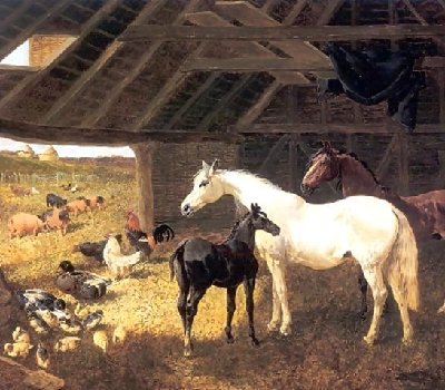 John Frederick Herring, Jnr. _ Horses and Poultry in a Barn.jpg