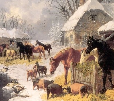 John Frederick Herring, Jnr. _ Horses and Pigs in Winter.jpg