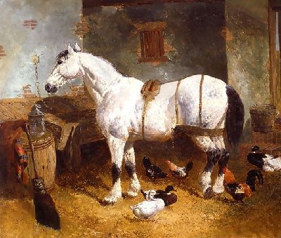 John Frederick Herring, Jnr. _ Horse and Poultry in a Barn.jpg