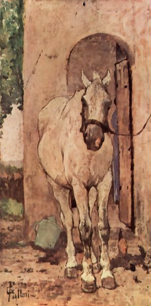Giovanni Fattori _ A white horse in front of a door.jpg