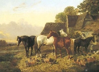 John Frederick Herring, Jnr. _ Horses And Pigs By Trough 1864.jpg