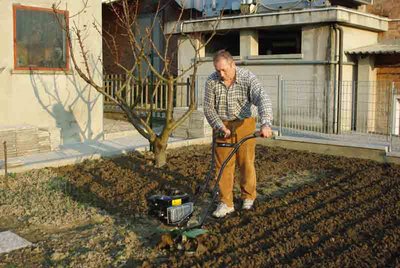 Eccomi al lavoro nell'orto, terreno ancora molto bagnato, molta fatica ma porto a termine il lavoro / Fresatura.jpg Fresatura.jpg